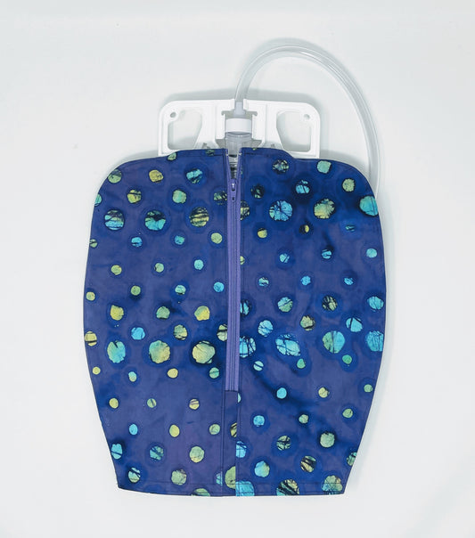 Catheter Bag Cover: Discreet Bedside Urine Drainage,Purple batik print