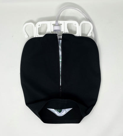 Basic Black Catheter Bag Cover: double hanger 2000ml