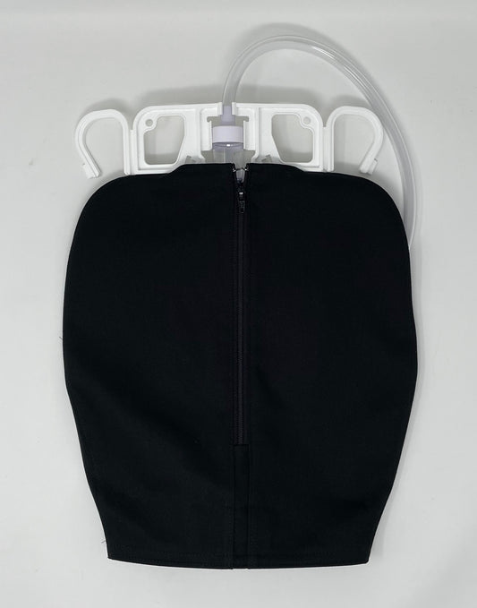 Basic Black Catheter Bag Cover: double hanger 2000ml