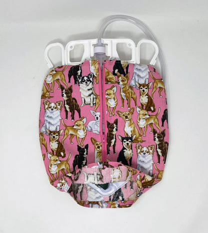 Chihuahua print catheter bag cover