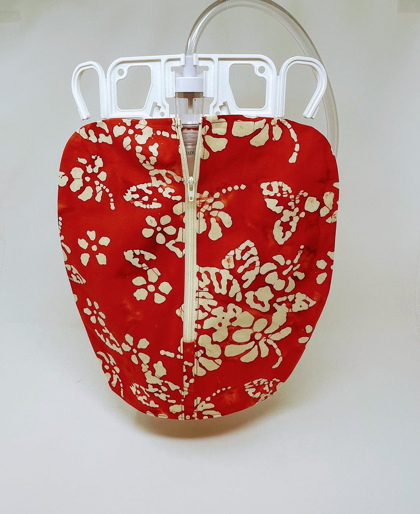 Floral Cotton Catheter Bag Cover: Discreet Zip-Front Design