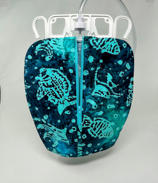 Sea Life Catheter Bag Cover: Tropical Batik Cotton, 2000ml