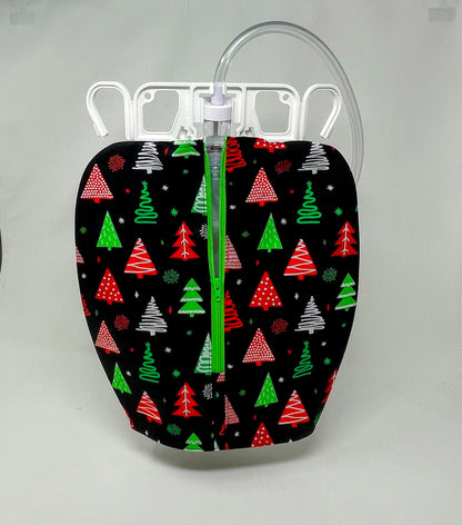 Christmas Tree Foley Catheter Bag Cover - 2000ml Zippered Privacy Pouch