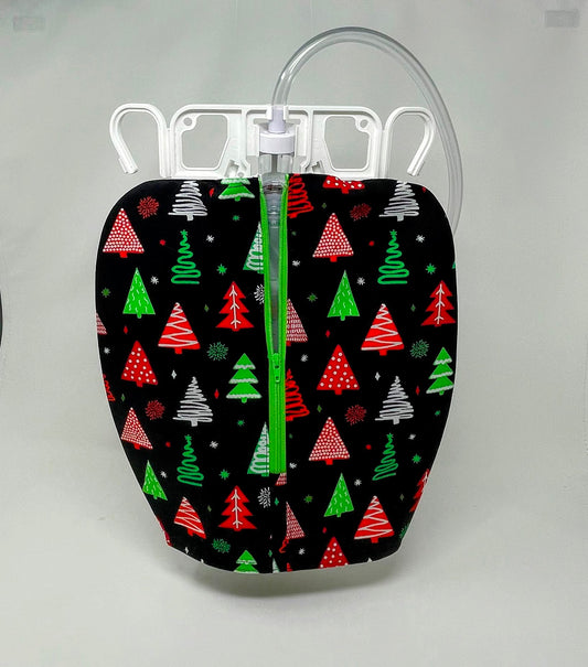 Christmas Tree Foley Catheter Bag Cover - 2000ml Zippered Privacy Pouch