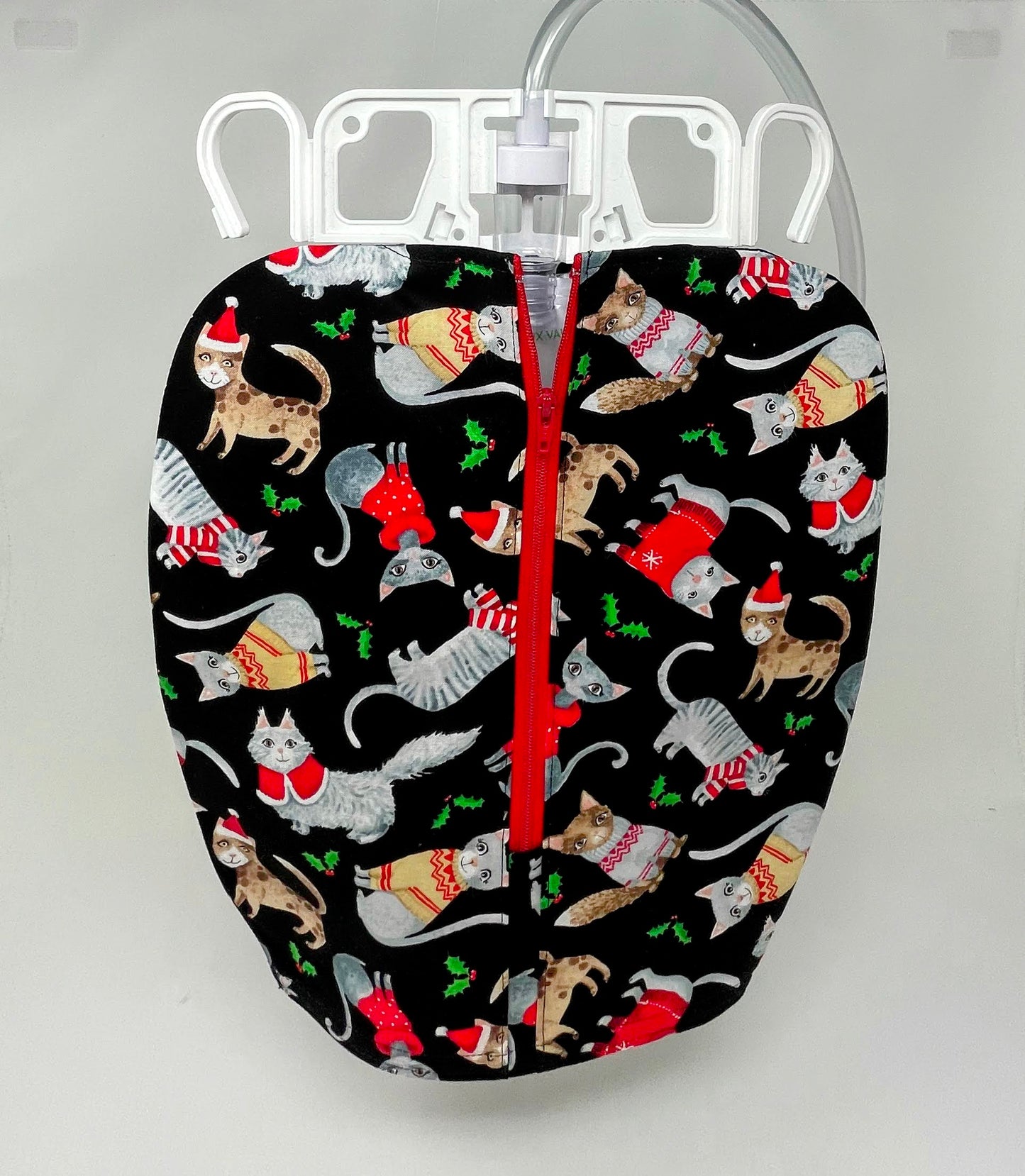 Holiday Cats Catheter Bag Cover with Tubing Cover