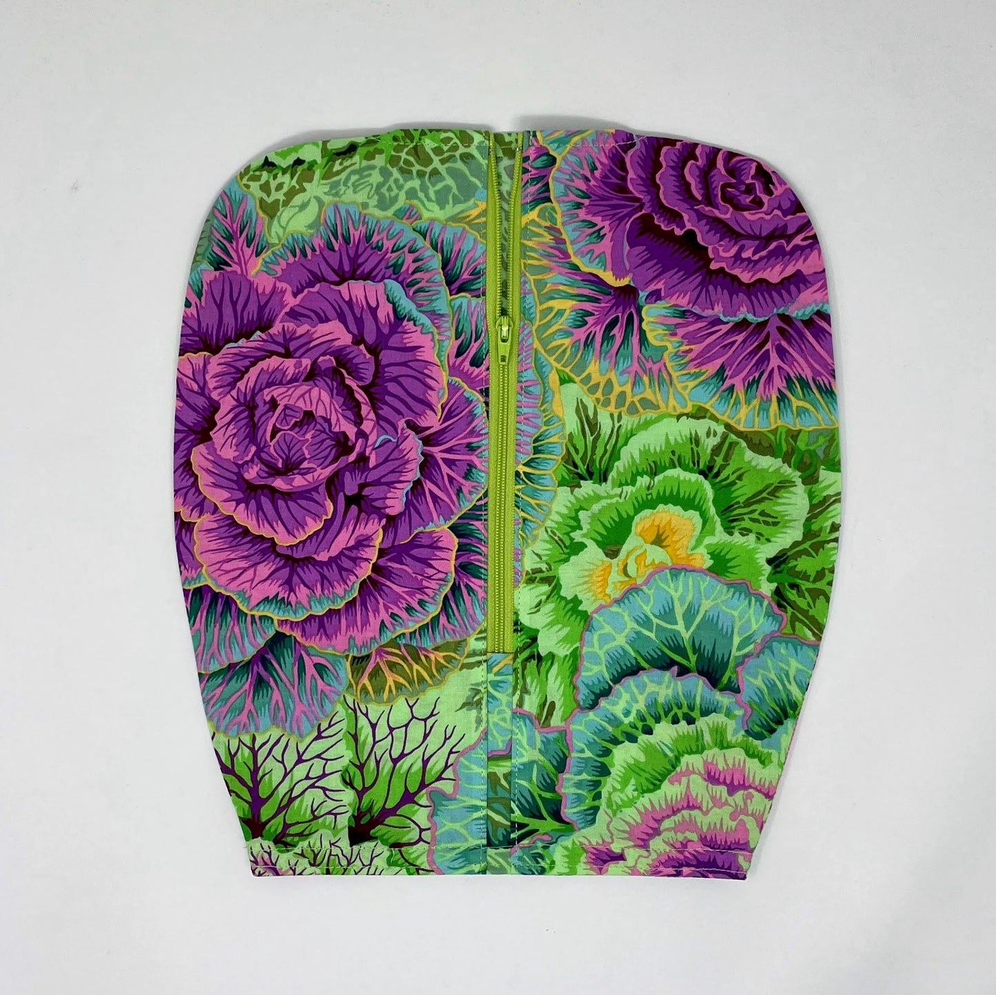 Floral Lavender & Green Catheter Bag Cover: 2000ml Zippered Cotton