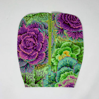 Floral Lavender & Green Catheter Bag Cover: 2000ml Zippered Cotton