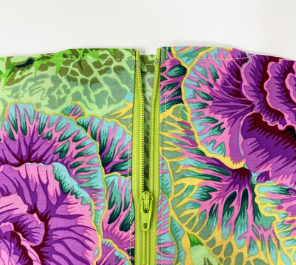 Floral Lavender & Green Catheter Bag Cover: 2000ml Zippered Cotton