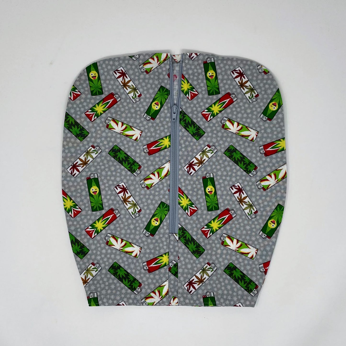 Joint lighters catheter bag cover, double hanger style. Weighted open hem for easy drain port access. Foley user dignity bag cover