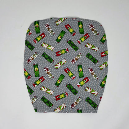 Joint lighters catheter bag cover, double hanger style. Weighted open hem for easy drain port access. Foley user dignity bag cover