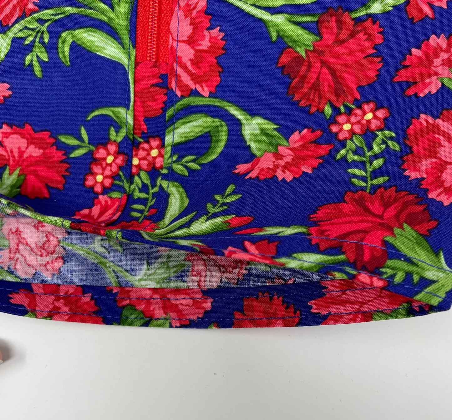 Red Carnations Urine Bag Cover: Zippered Cotton Foley Bag Protector