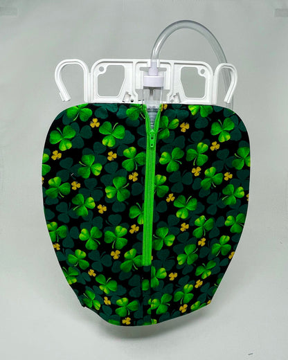 Shamrock Catheter Bag Cover: Zippered Cotton Privacy Sleeve