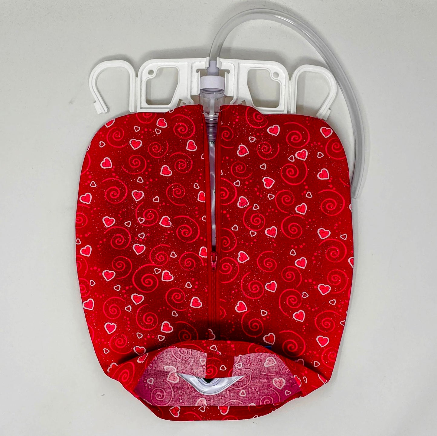 Valentine Heart Catheter Bag Cover: Zippered Closure Cotton Fabric