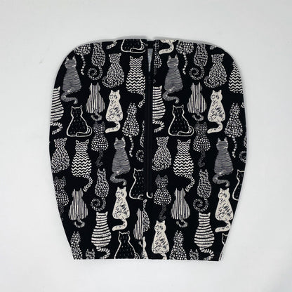 Cats urine bag cover with zip front; open hem to easily access drain port to empty. Catheter bag discreetly hidden from public view, modest