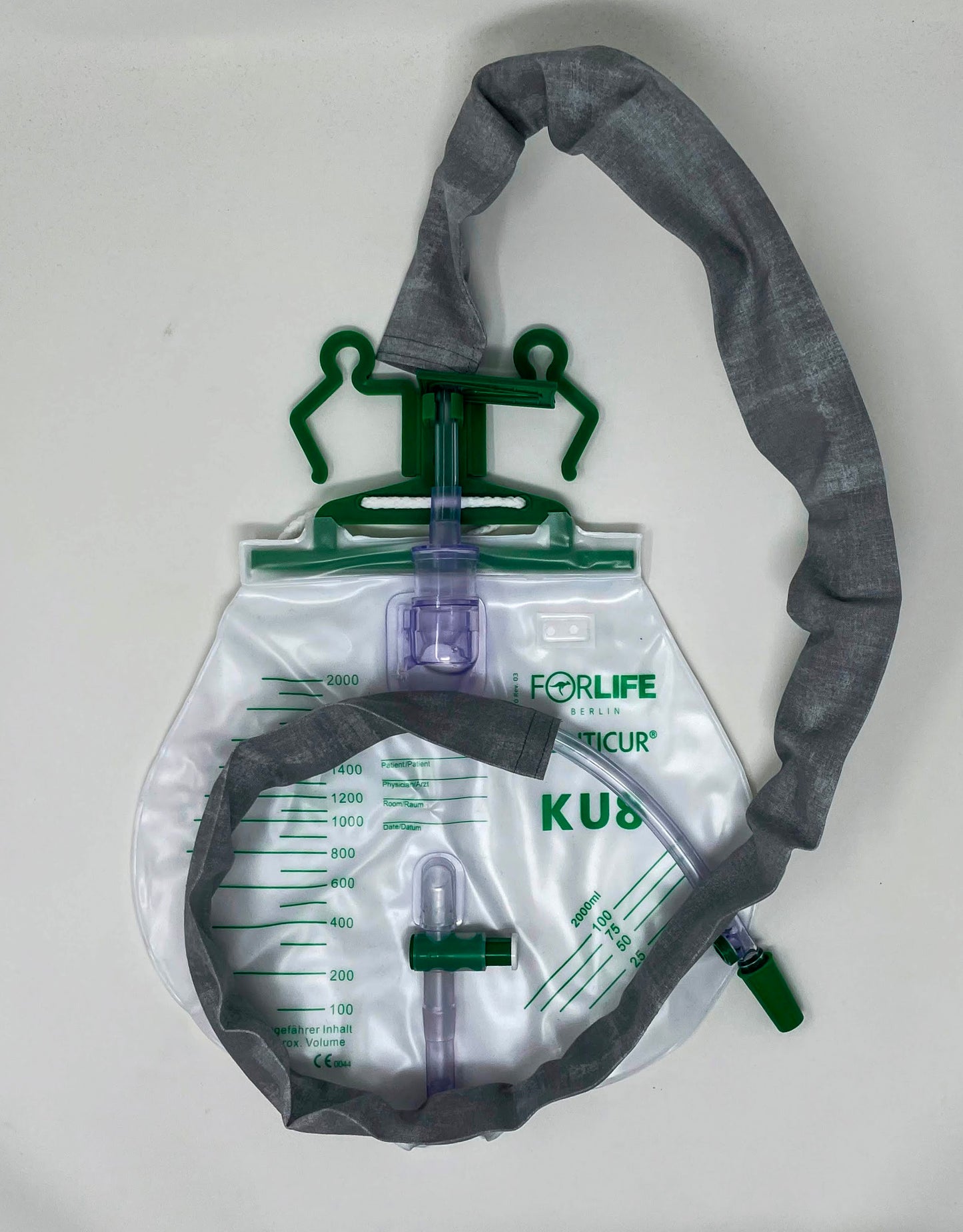 Mottled Gray Catheter Bag Tubing Cover - 42" Washable Cotton