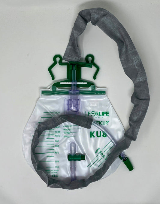 Mottled Gray Catheter Bag Tubing Cover - 42" Washable Cotton