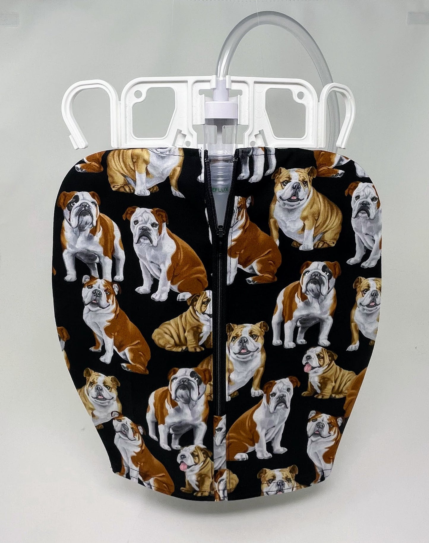 Bulldog Print Catheter Bag Cover: Foley Bag with Zipper