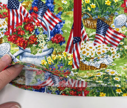 Summer flowers and flags foley bile bag cover. For use with double hanger 2000ml collection bags