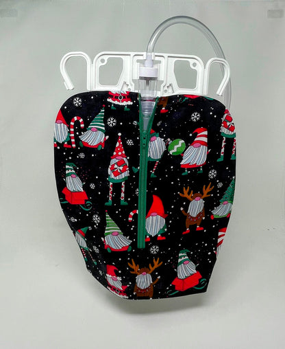 Gnome Holiday Foley Catheter Bag Cover - 2000ml Zippered Privacy Pouch