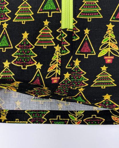 Christmas Tree Catheter Bag Cover: Metallic Gold Detail, Easy Zip