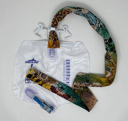 Conceal catheter bag from view with this bright floral cover.  Use day or night. Private, modest and stylish way to hide collection contents. Tubing cover included.
