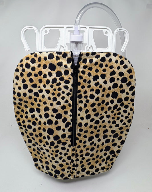 Animal print catheter bag cover for 2000ml double hanger drain bag is discreet, stylish and easy to use