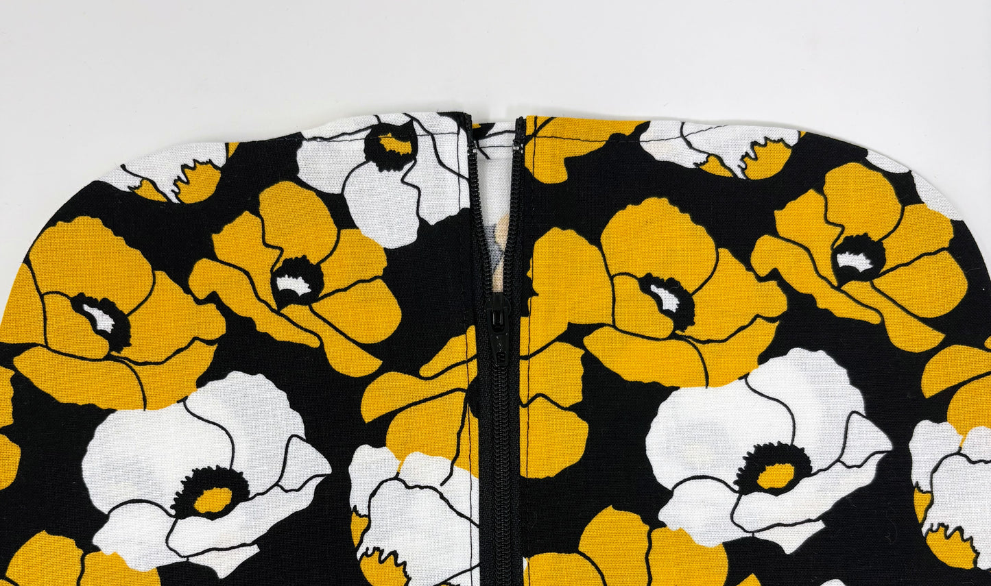 Bold Floral Zip Urine Catheter Bag Cover: with matching snap around tubing cover