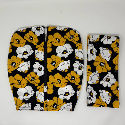 Bold Floral Zip Urine Catheter Bag Cover: with matching snap around tubing cover