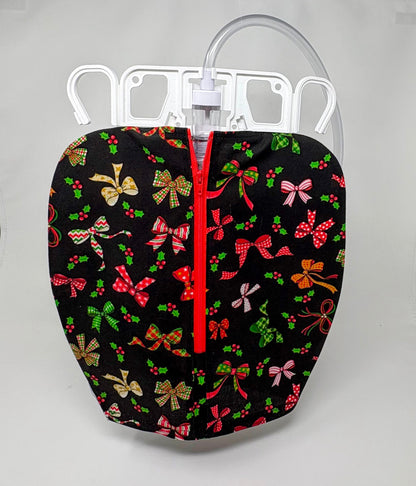 Festive Holiday Bows Catheter Bag Cover:Double Hanger Style