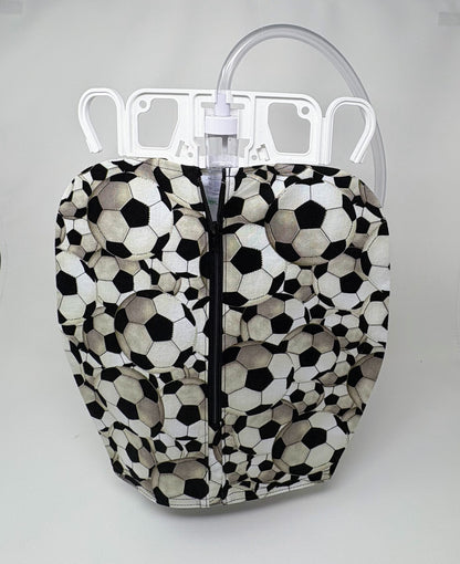 Soccer Catheter Bag Cover: Open Weighted Hem