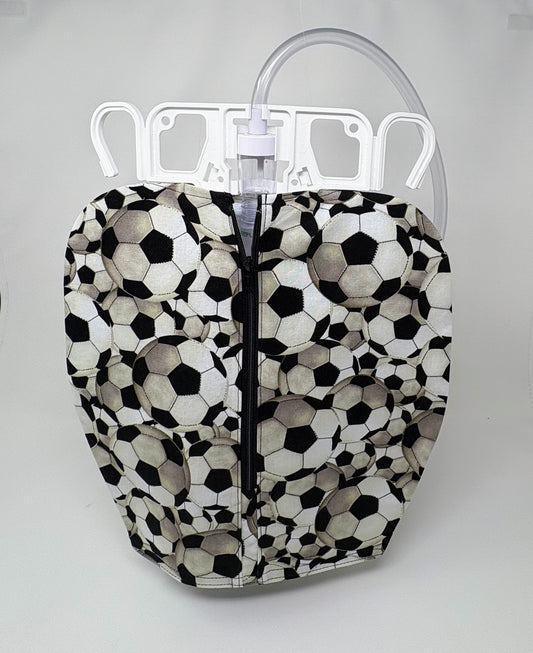 Soccer Catheter Bag Cover: Open Weighted Hem