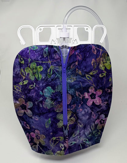 Purple Floral Catheter Bag Cover:2000ml double hanger