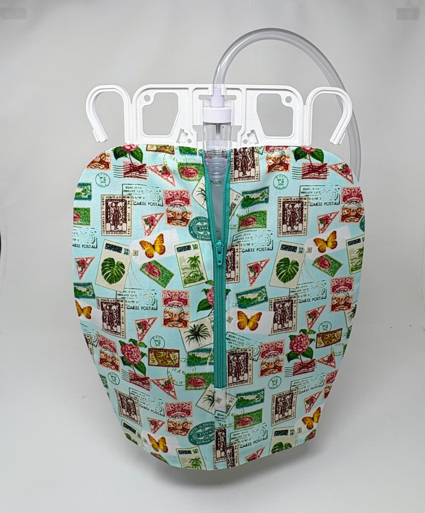 Floral Stamps Catheter Bag Cover with Zipper