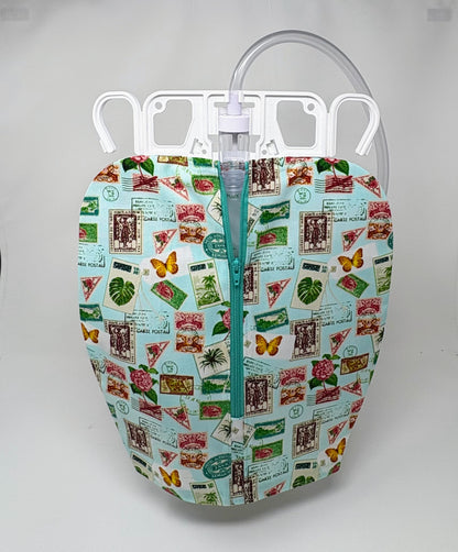 Floral Stamps Catheter Bag Cover with Zipper