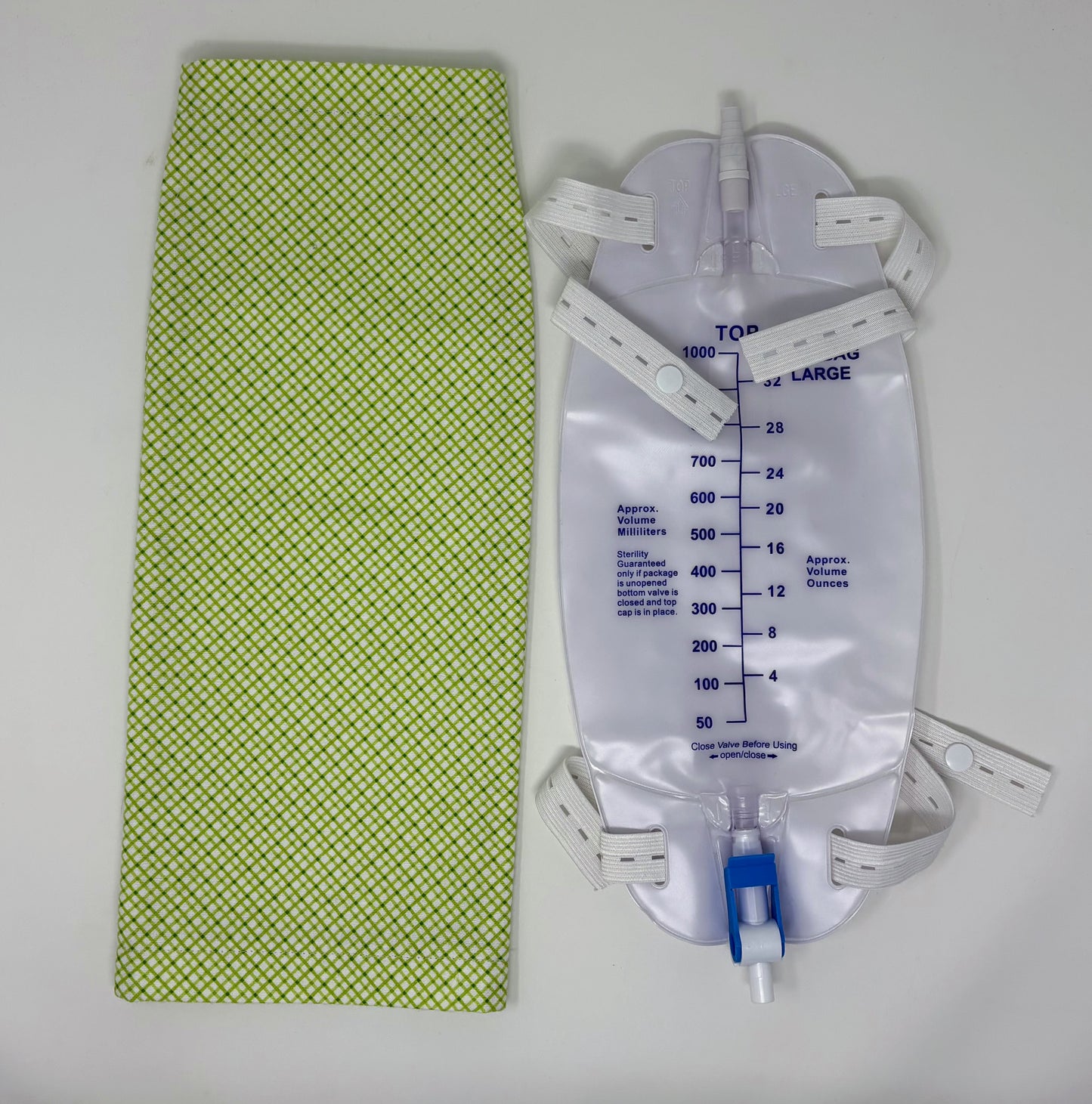 Green flannel leg bag cover for 1000ml