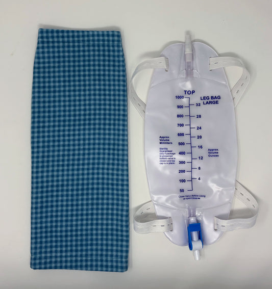 Blue Check Flannel Leg Bag Cover 1000ml volume