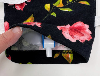 Soft flannel leg bag cover fits 1000ml bag- Roses