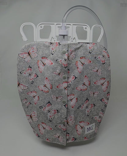 NEW Style Urine drain bag jacket, open front, snap closure. Fits double hanger Bard and Medline 2000ml catheter bags