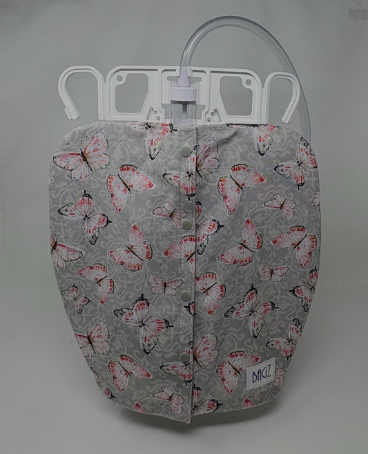 NEW Style Urine drain bag jacket, open front, snap closure. Fits double hanger Bard and Medline 2000ml catheter bags