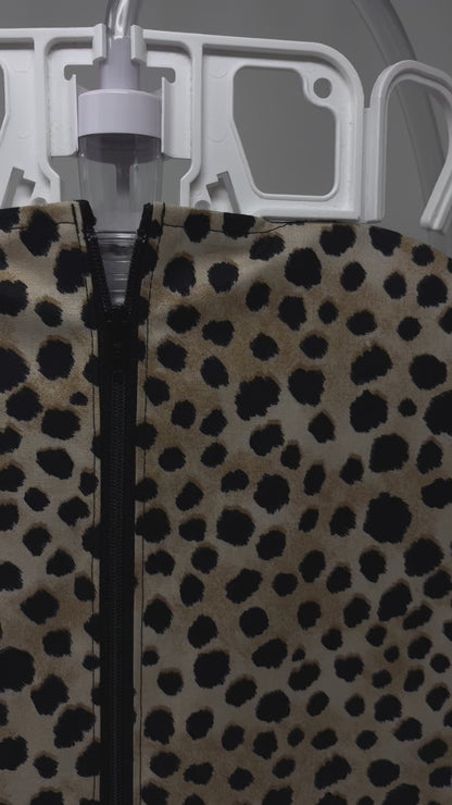 Animal print catheter bag cover for 2000ml double hanger drain bag is discreet, stylish and easy to use