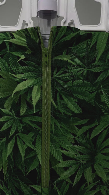 Marijuana leaf urine bag cover use with double hanger bag style Bard or Medline closed system drainage